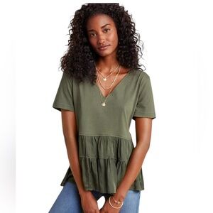 Anthropologie Maeve Women’s Louisa Tiered Top Green Small